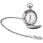 Woodford Celtic Swirl Chrome Plated Full Hunter Quartz Pocket Watch - Silver/Black