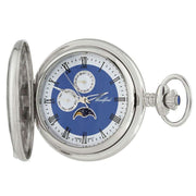 Woodford Chrome Plated Quartz Moon Dial Pocket Watch - Silver