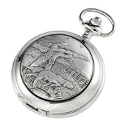 Woodford Hunter and Dog Skeleton Chain Pocket Watch - Silver