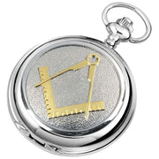 Woodford Masonic Chrome Plated Double Full Hunter Skeleton Pocket Watch - Silver/Gold