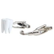 Zennor Dentist Tooth and Mirror Cufflinks - White/Silver