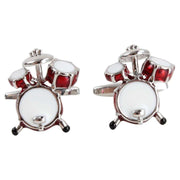 Zennor Drum Cufflinks - Red/Silver