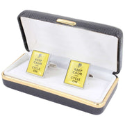 Zennor Keep Calm and Cycle On Cufflinks - Yellow