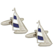 Zennor Yacht Cufflinks - Silver/Blue